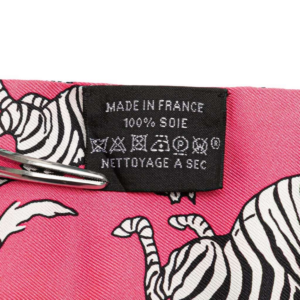 Hermès Les Zebres Silk Twilly Scarf Pink Silk Good condition - Inside View