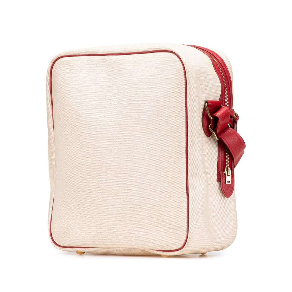 Hermès Toile and Clemence Victoria Messenger Bag Brown Canvas Good condition - Back View