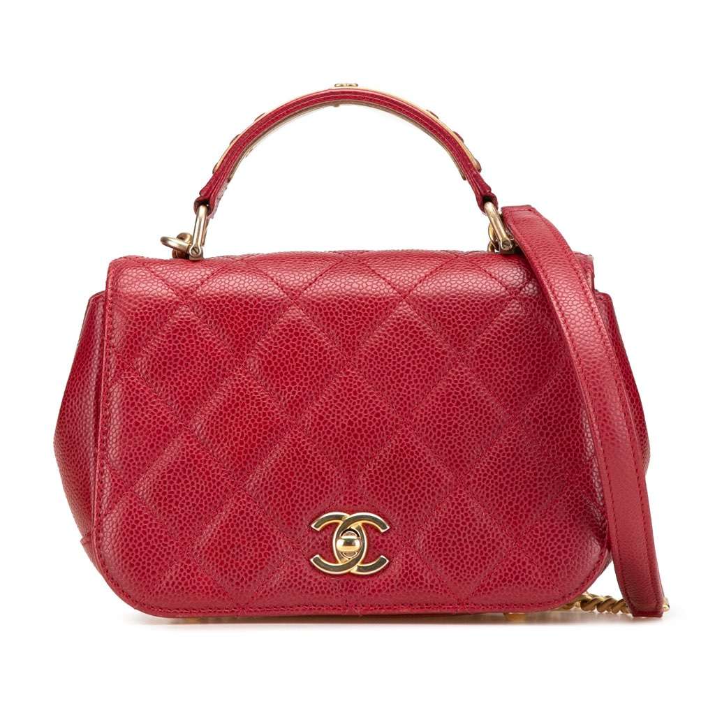 Chanel Mini Quilted Caviar Carry Around Flap Red Leather Very good condition - Front View