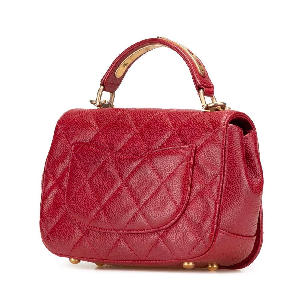 Chanel Mini Quilted Caviar Carry Around Flap Red Leather Very good condition - Back View