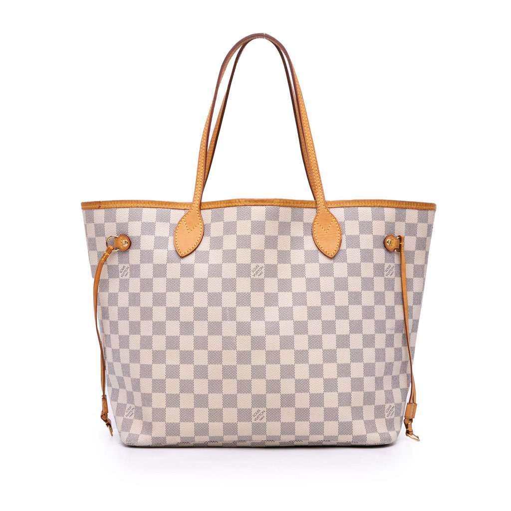 Louis Vuitton Damier Azur Neverfull MM White Canvas Good condition - Front View