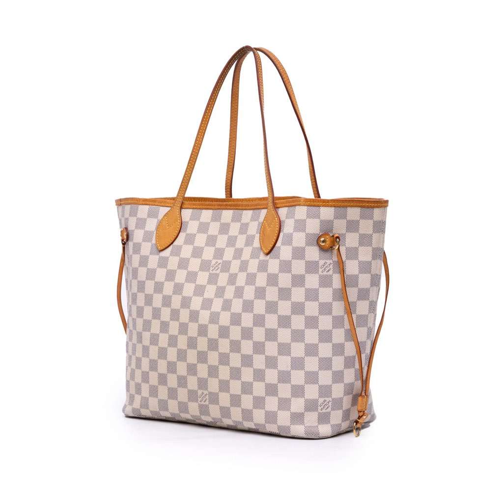 Louis Vuitton Damier Azur Neverfull MM White Canvas Good condition - Back View