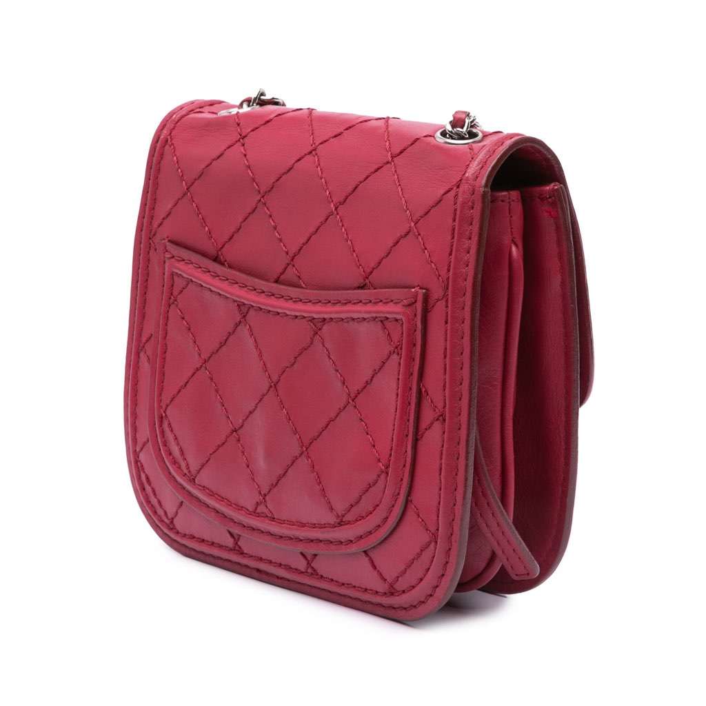 Chanel Mini Stitched Calfskin Citizen Flap Pink Leather Very good - Back View