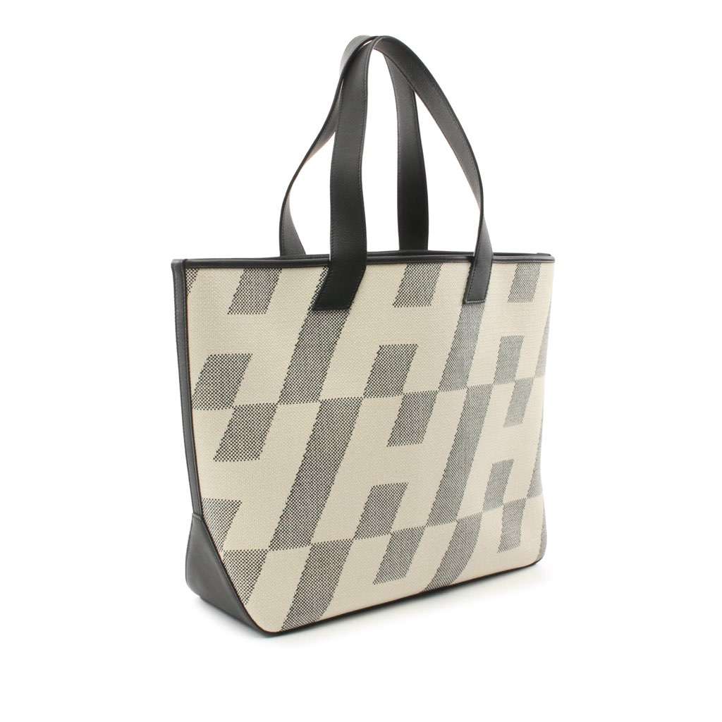 Hermès Toile H and Swift Cabas H en Biais 40 White Canvas Good condition - Back View