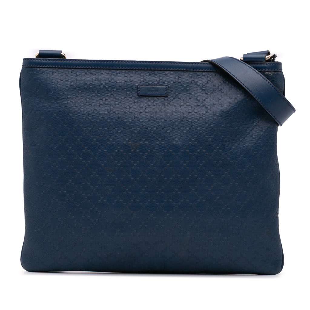 Gucci Leather Diamante Hilary Lux Crossbody Blue Leather Good - Front View