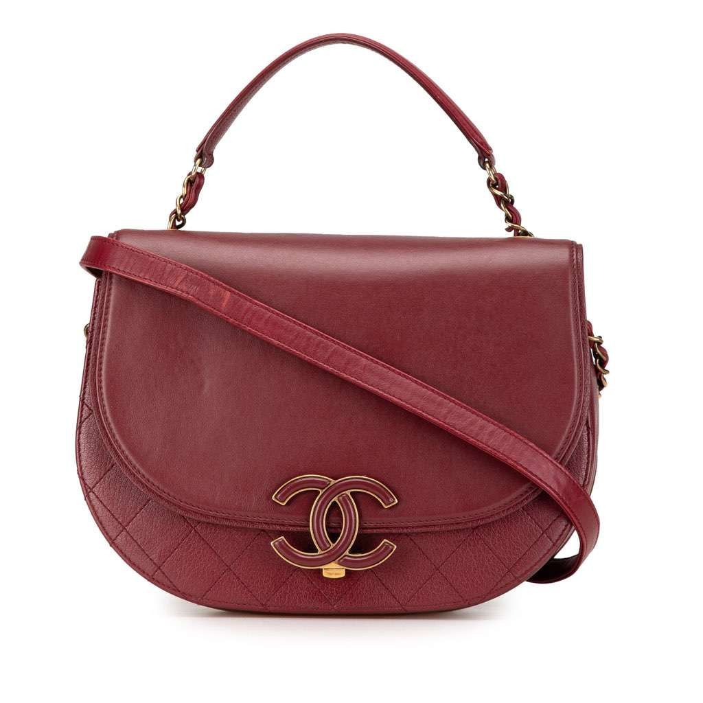 Chanel Medium Calfskin Coco Curve Flap Red Leather Very good - Front View