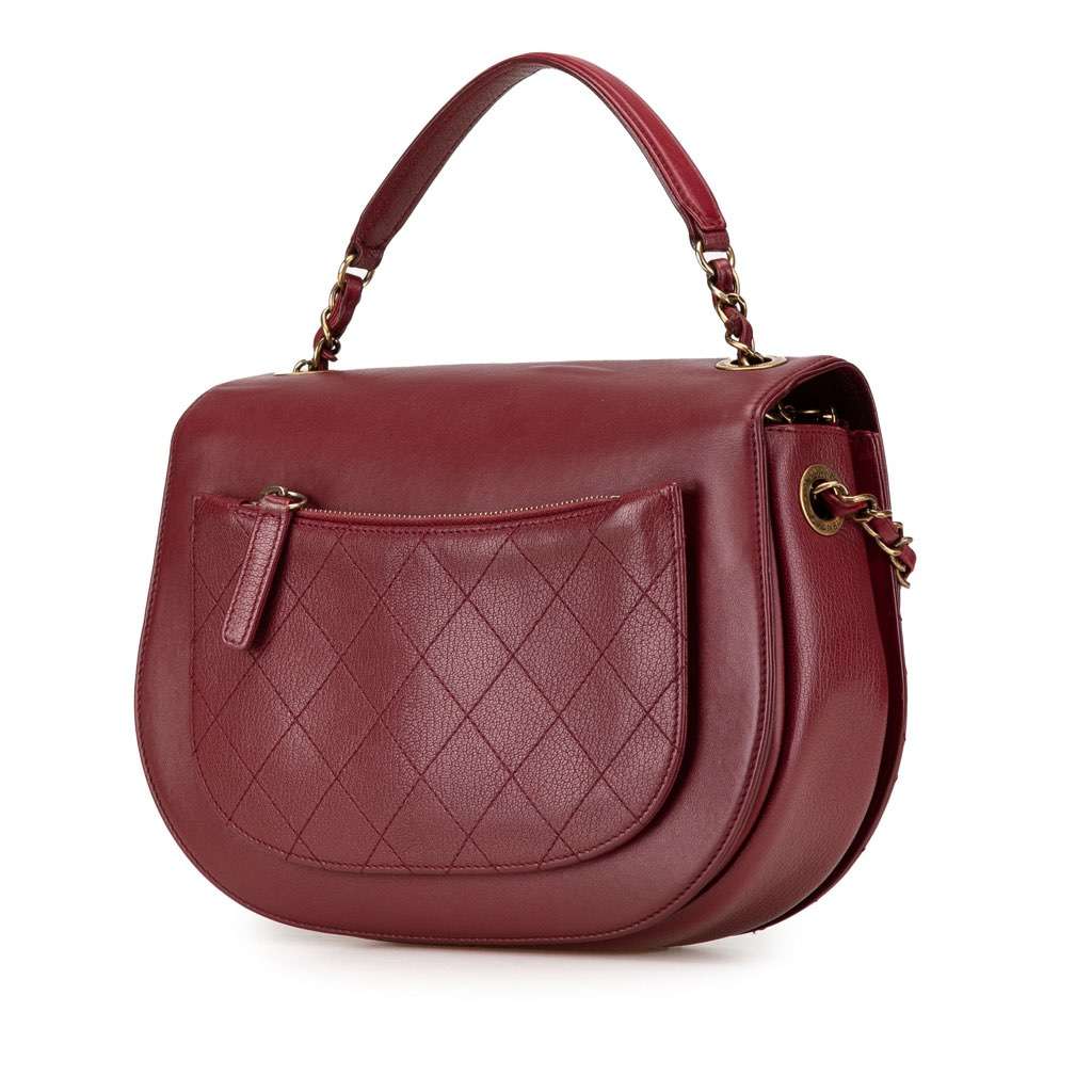 Chanel Medium Calfskin Coco Curve Flap Red Leather Very good - Back View