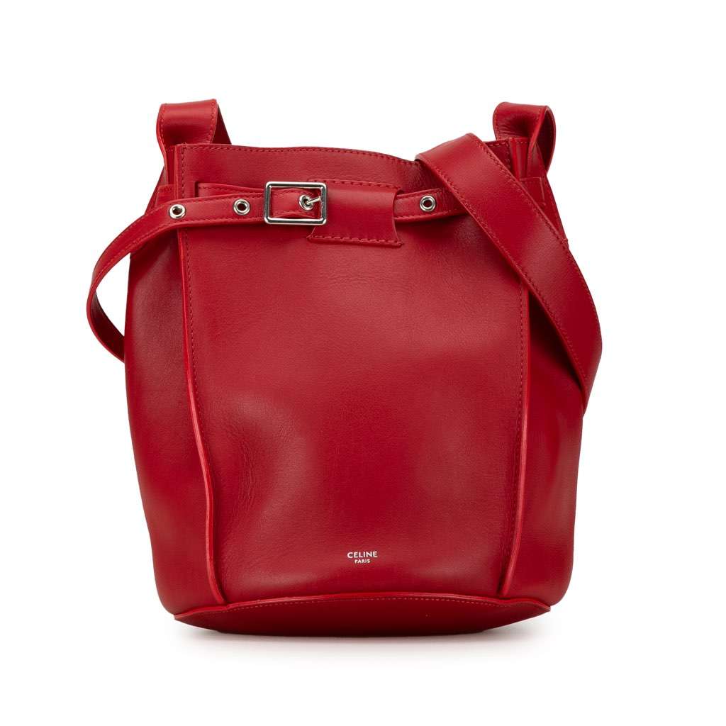Celine Leather Big Bag Bucket Crossbody Red Leather Very good - Front View