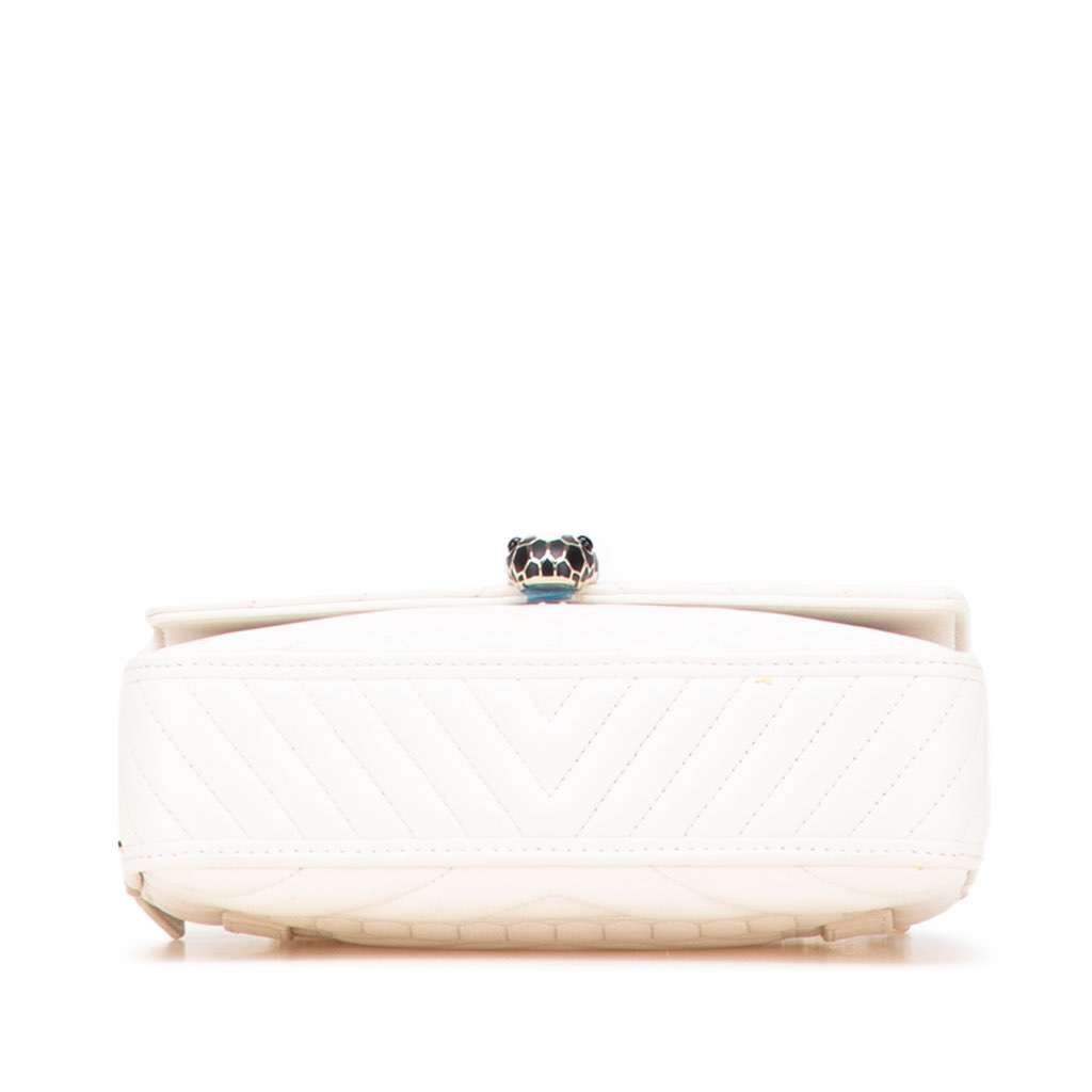 Bvlgari Leather Serpenti Forever Convertible Satchel White Leather Good - Inside View