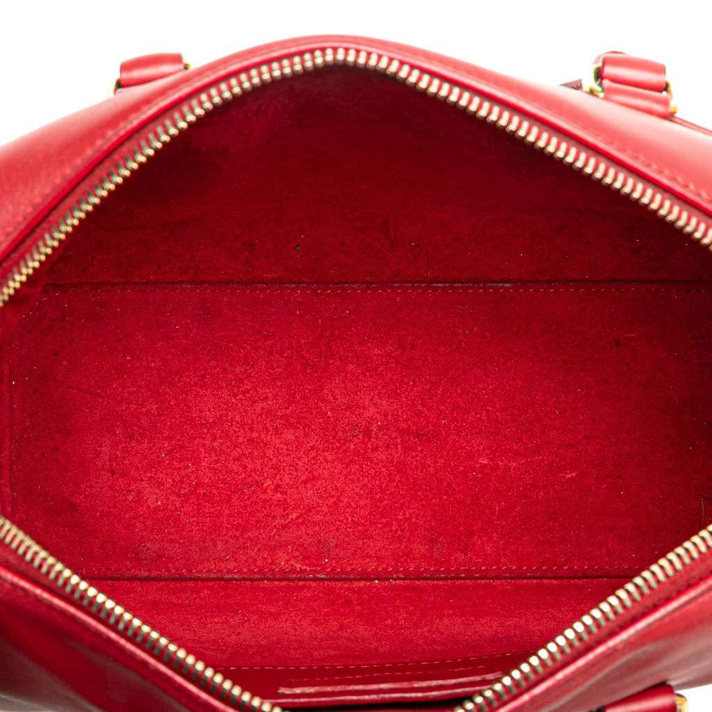 Saint Laurent Baby Leather Classic Duffle Satchel Red Leather Good - Model View