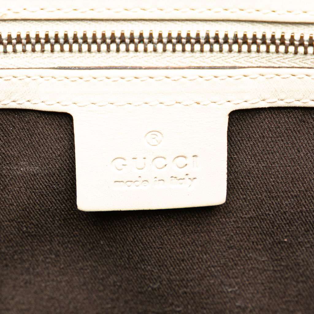 Gucci Calfskin and GG Canvas Nailhead Tote White Leather Good - Box View