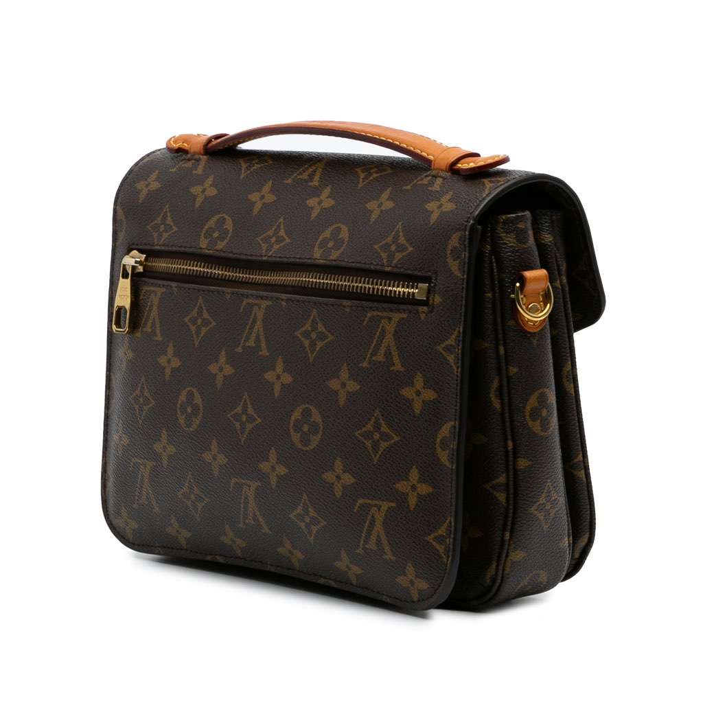 Louis Vuitton Monogram Pochette Metis Brown Canvas Good - Back View