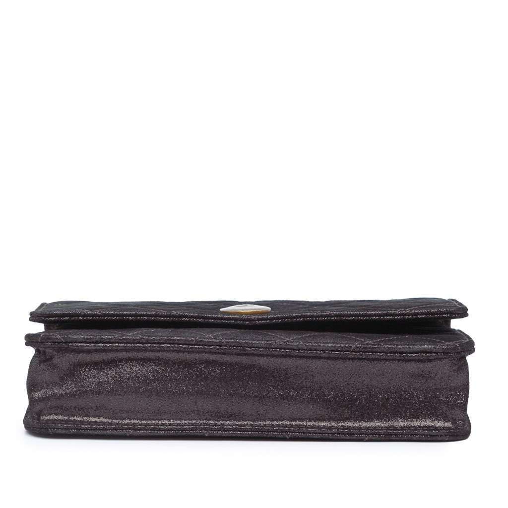 Chanel Metiers d’Art Quilted Iridescent Lambskin Tartan Button Wallet On Chain Brown Leather Good condition - Inside View
