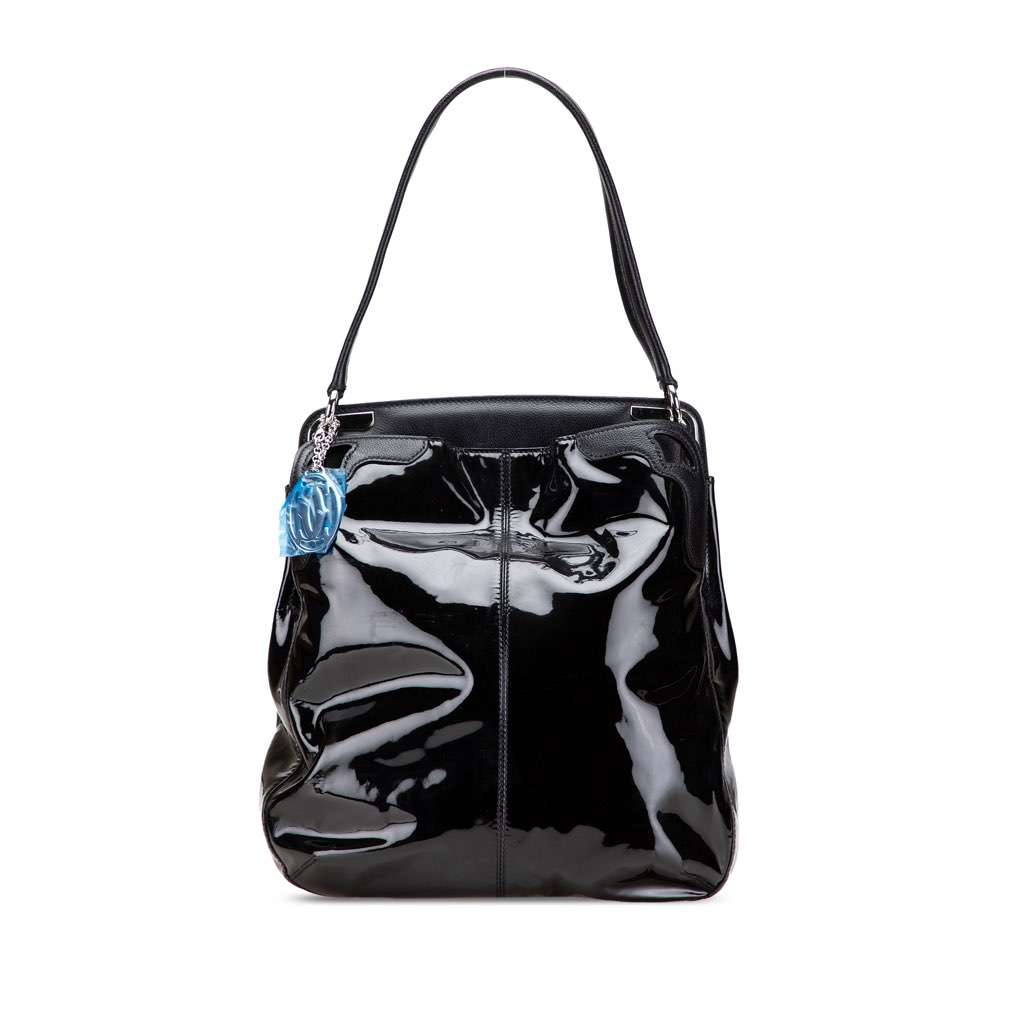 Cartier Patent Marcello De Cartier Shoulder Bag Black Leather Good - Front View