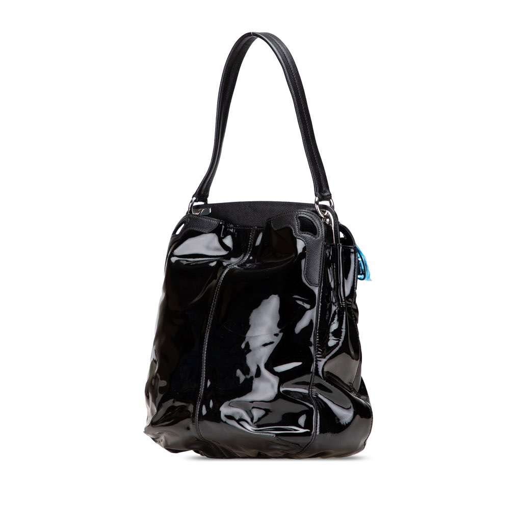 Cartier Patent Marcello De Cartier Shoulder Bag Black Leather Good - Back View