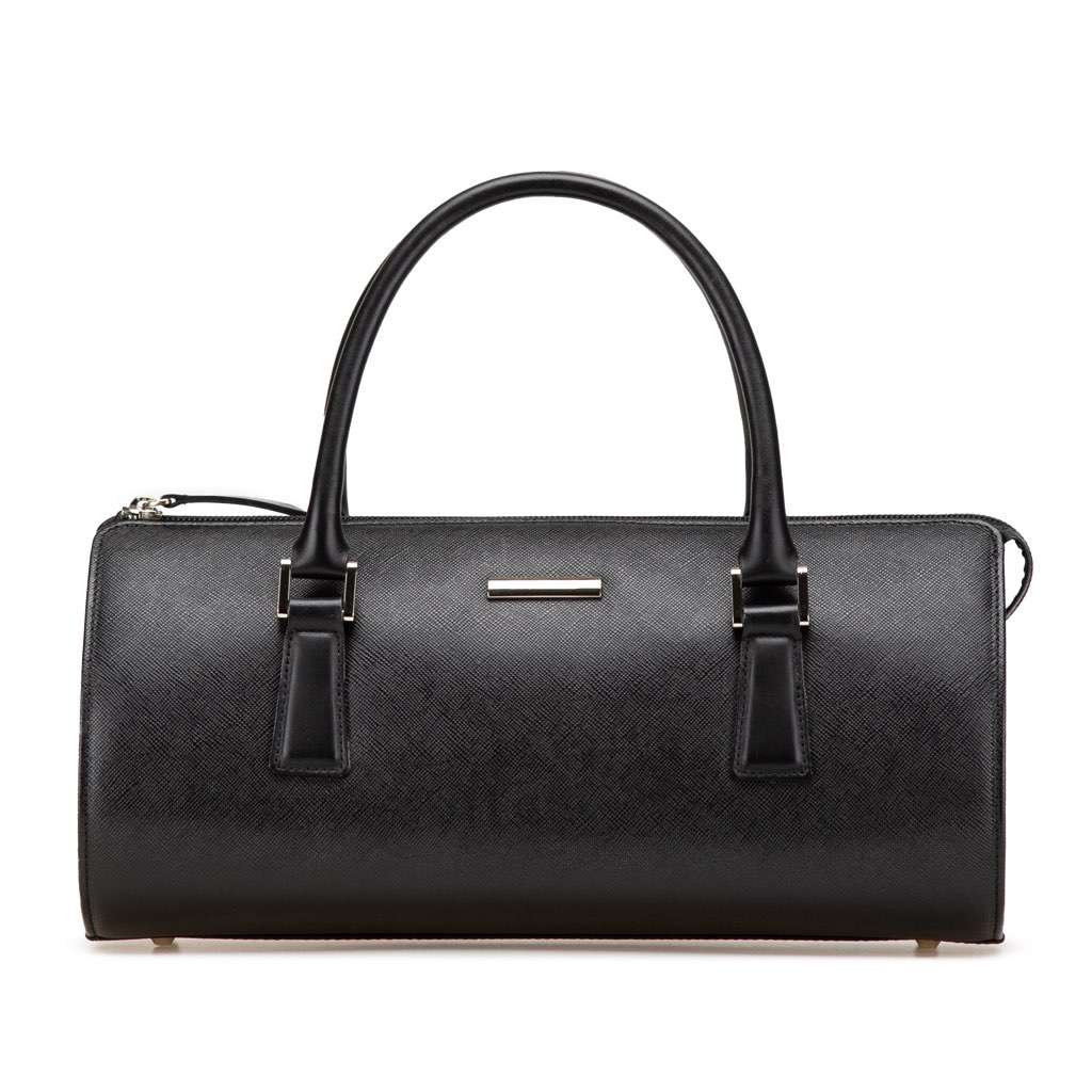 Burberry Leather Boston Bag Black Leather Good - Front View