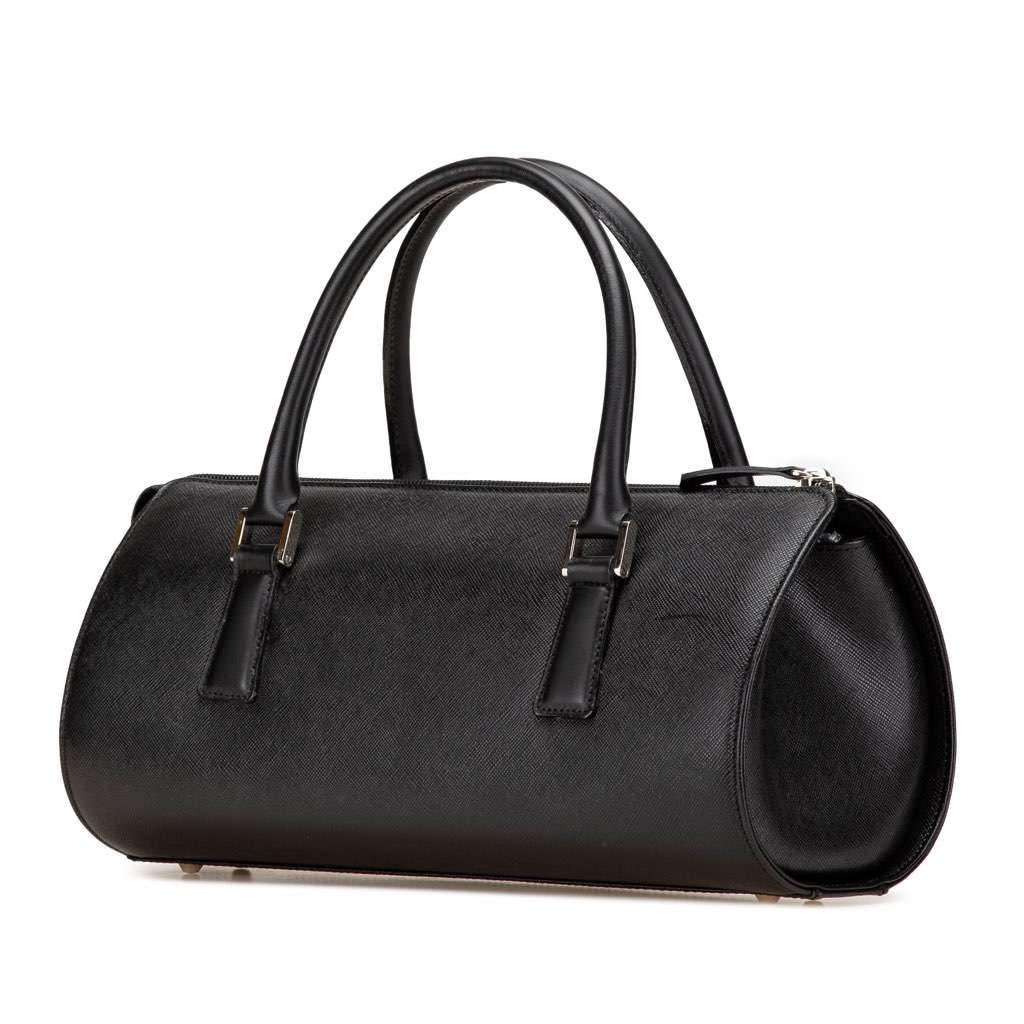 Burberry Leather Boston Bag Black Leather Good - Back View