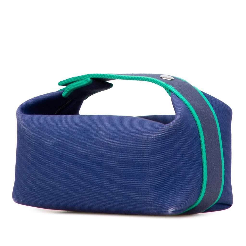 Hermès Small Canvas Bride A Brac Case Blue Canvas Good condition - Back View
