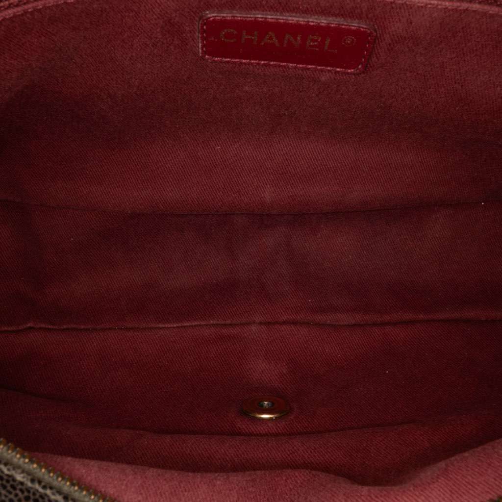 Chanel Large Quilted Glazed Caviar Shiva Flap Brown Leather Good - Model View