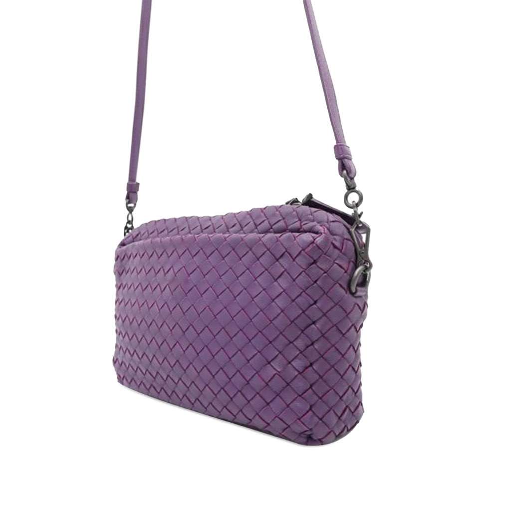 Bottega Veneta Nappa Intrecciato Crossbody Purple Leather Good - Back View