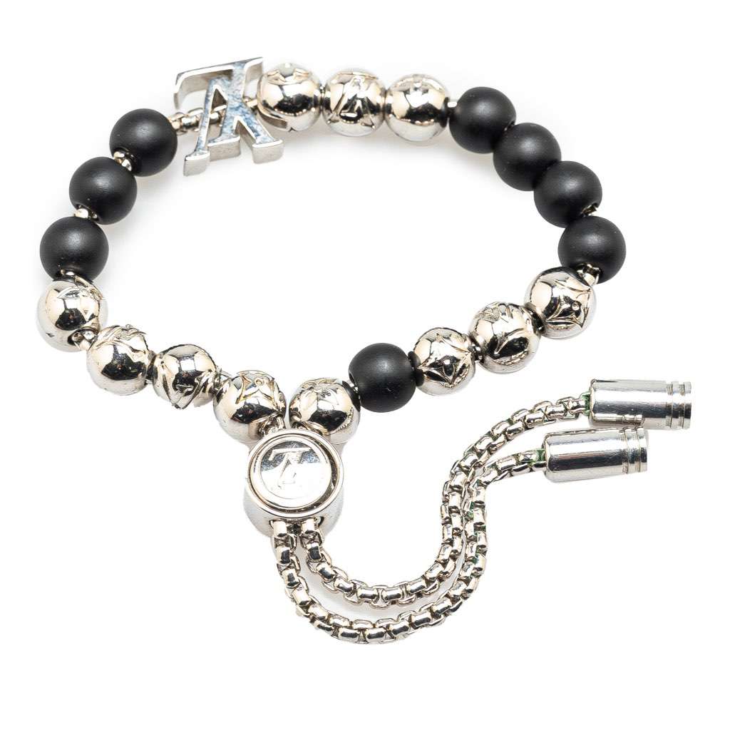 Louis Vuitton Silver Monogram Beads Bracelet Silver Brass Good - Inside View