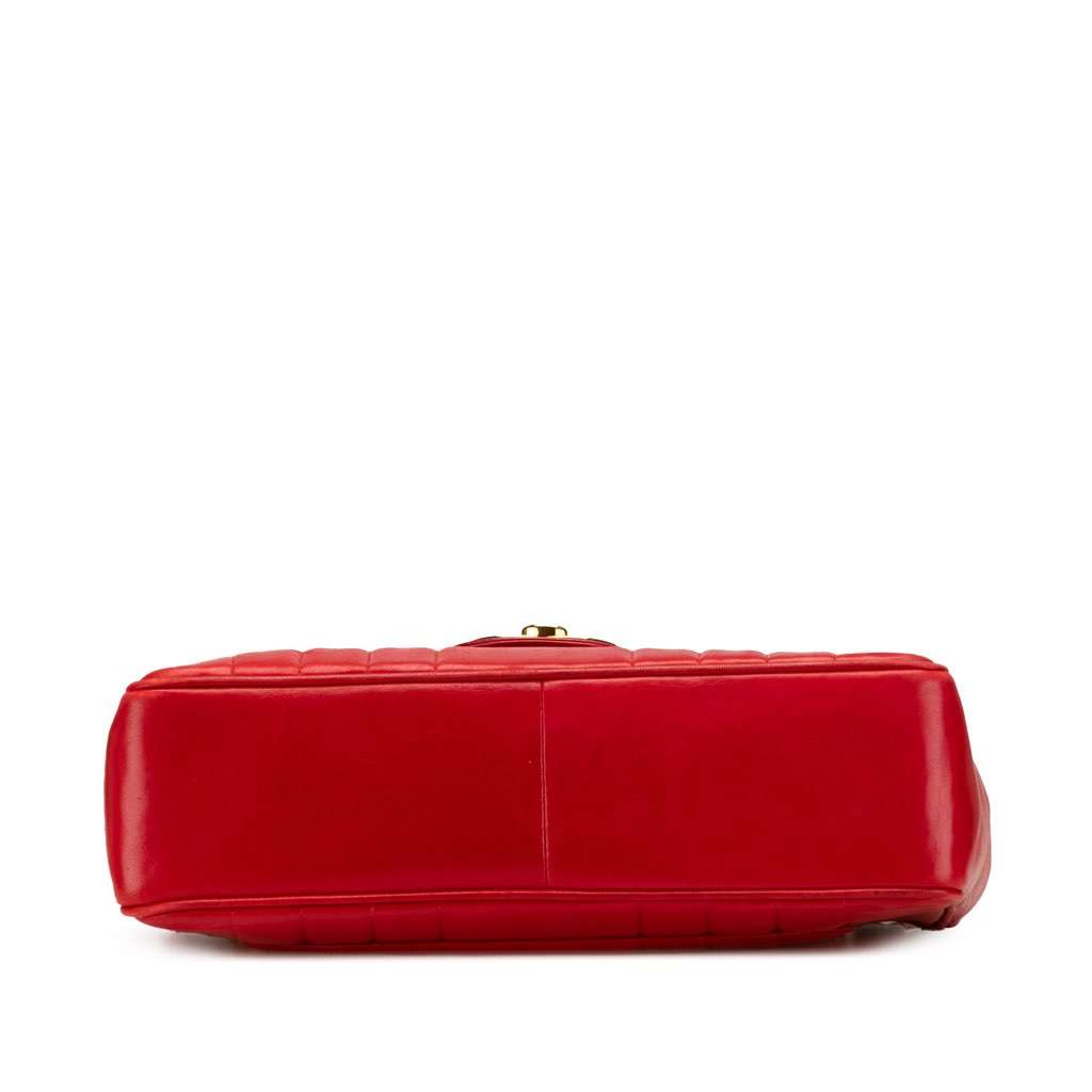 Chanel Jumbo XL Vertical Quilt Lambskin Single Flap Red Leather Good - Inside View
