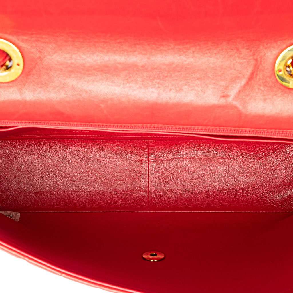 Chanel Jumbo XL Vertical Quilt Lambskin Single Flap Red Leather Good - Model View