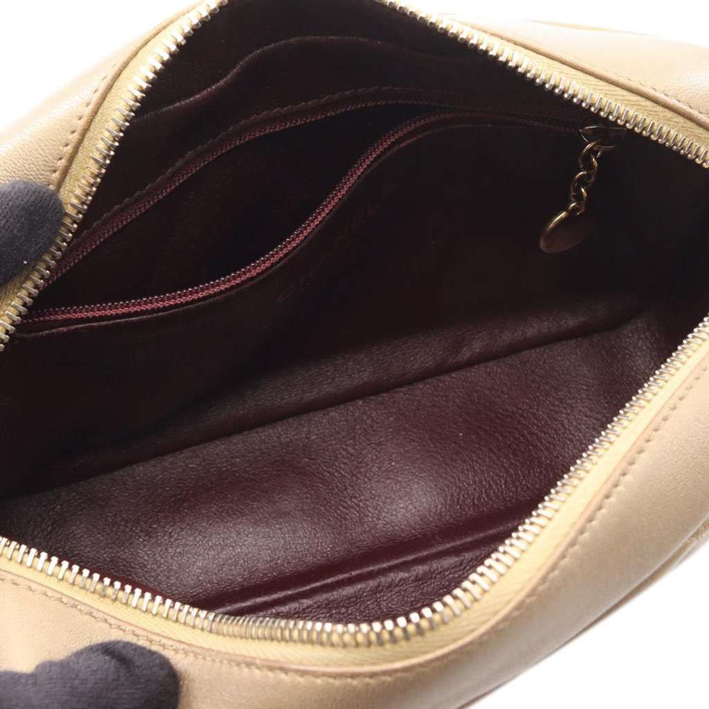 Chanel CC Quilted Lambskin Camera Crossbody Gold Leather Good - Inside View
