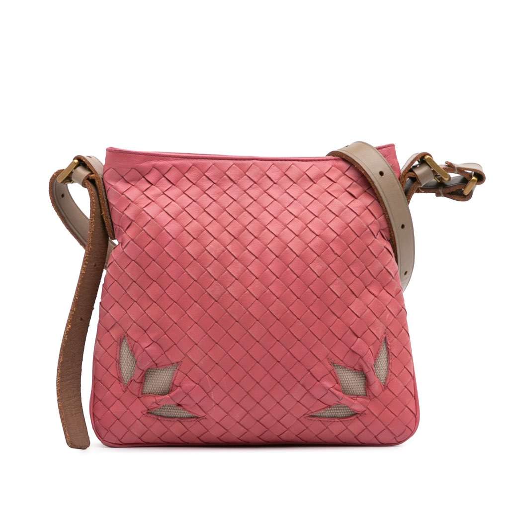 Bottega Veneta Intrecciato Crossbody Pink Leather Good - Front View