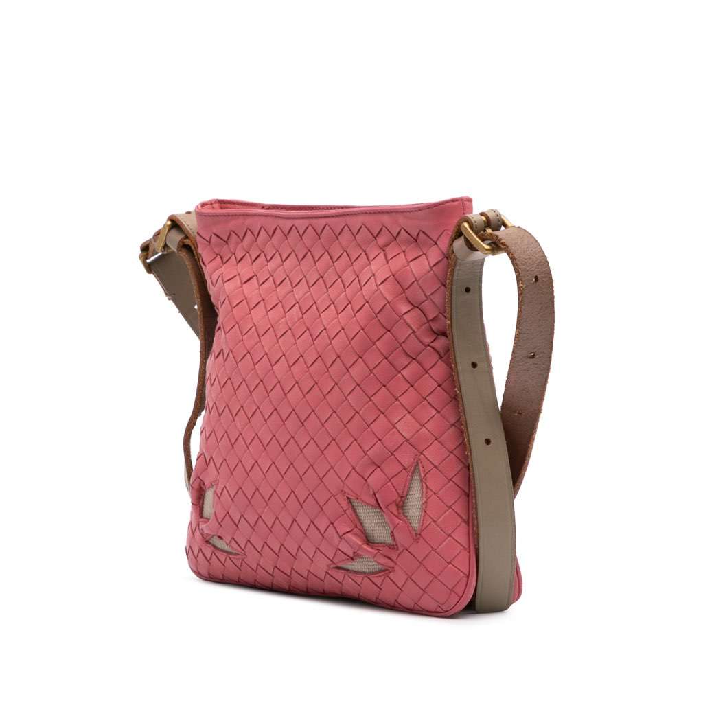 Bottega Veneta Intrecciato Crossbody Pink Leather Good - Back View