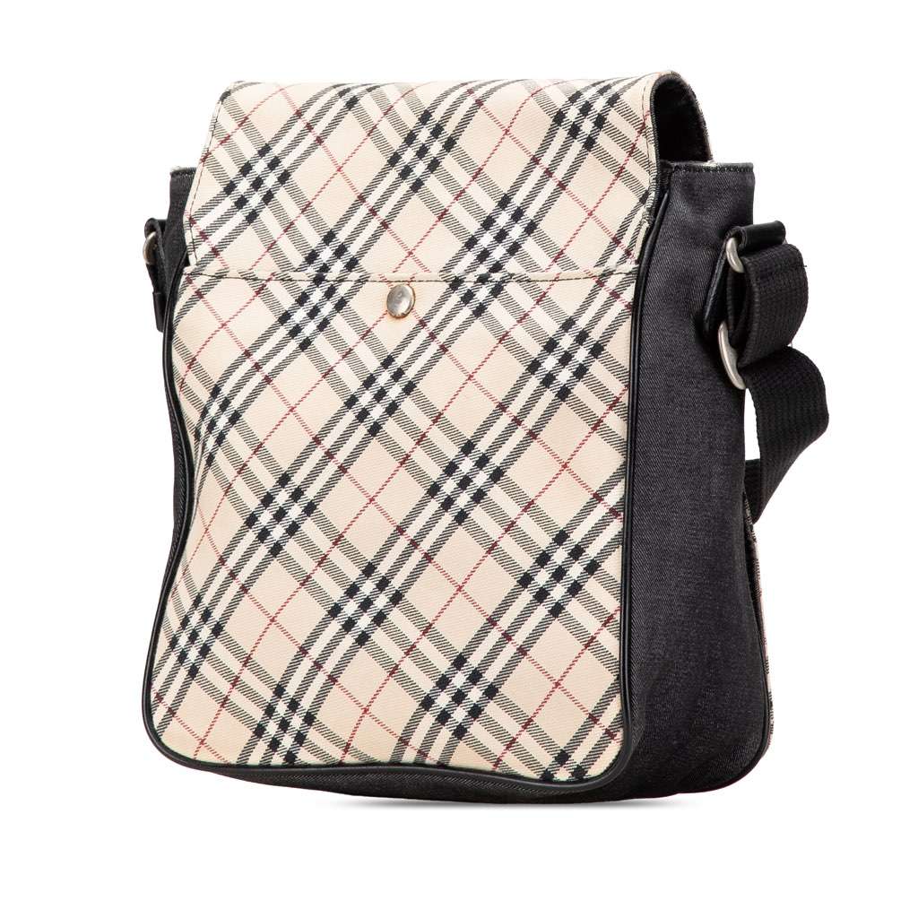 Burberry Nova Check Canvas and Denim Crossbody Brown Canvas Good - Back View