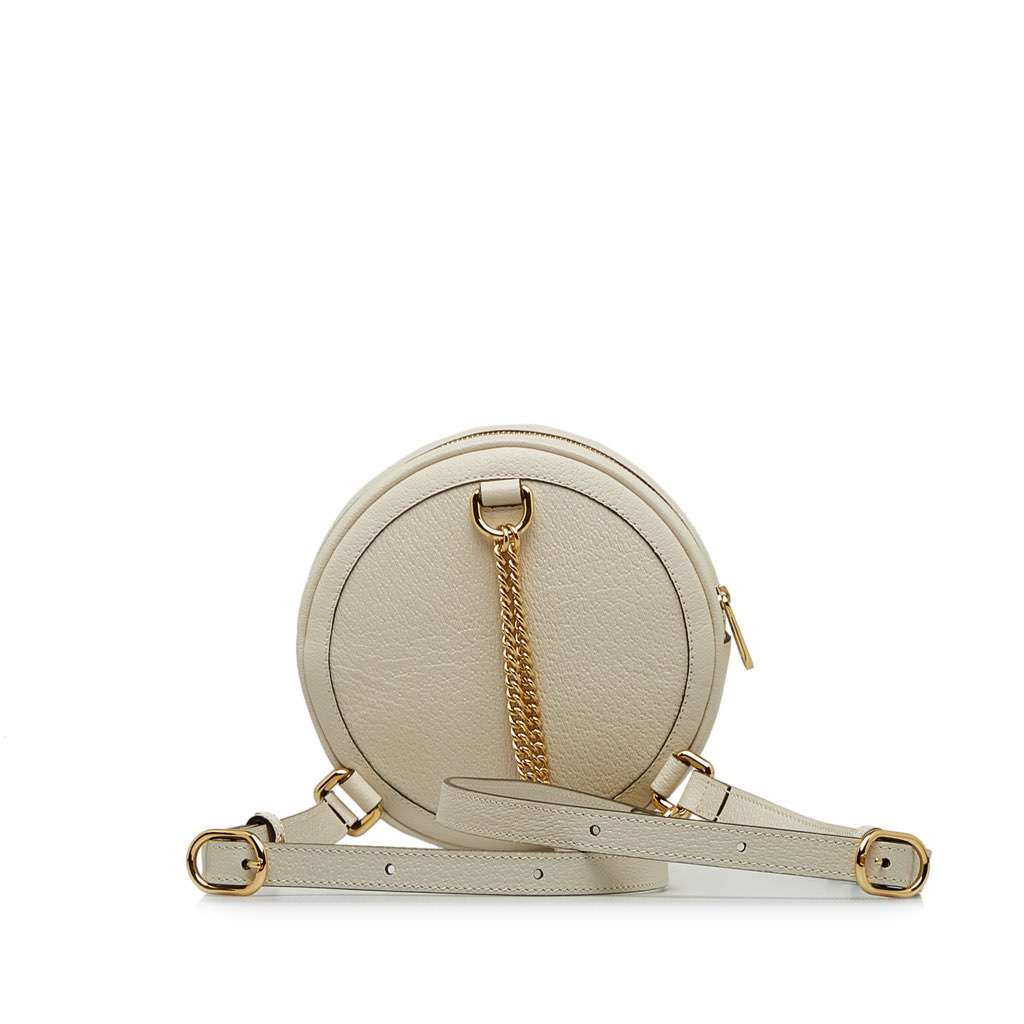 Gucci Mini Leather Round Ophidia Backpack White Leather Good condition - Inside View