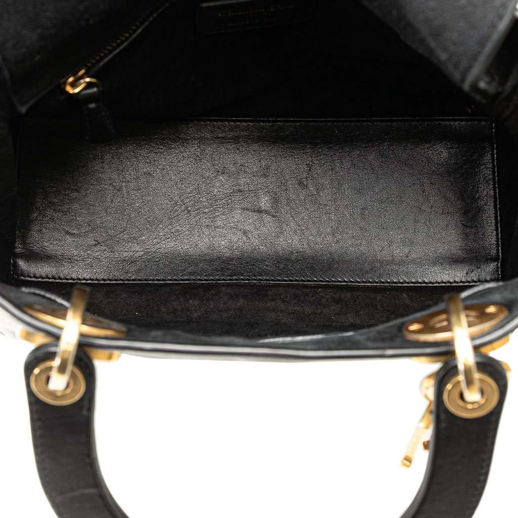 Dior Medium Calfskin Death Tarot Card Lady Dior Black Leather Good condition - Model View