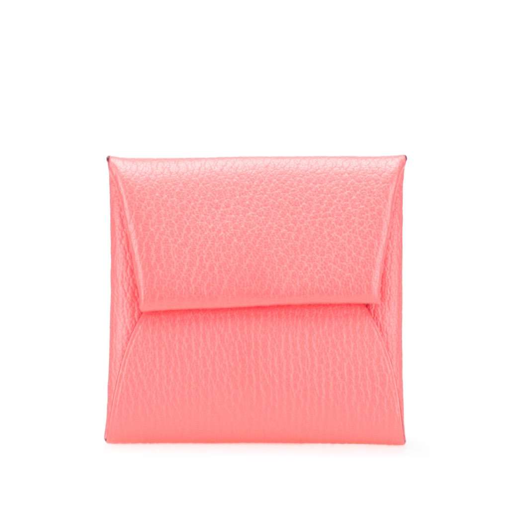 Hermès Chevre Mysore Bastia Coin Pouch Pink Leather Good condition - Front View