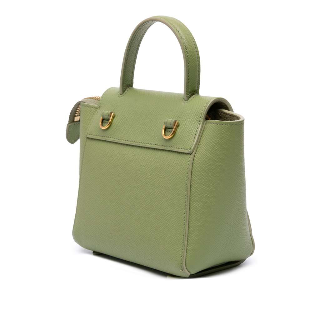 Celine Pico Grained Calfskin Belt Bag Green Leather Very good condition - Back View