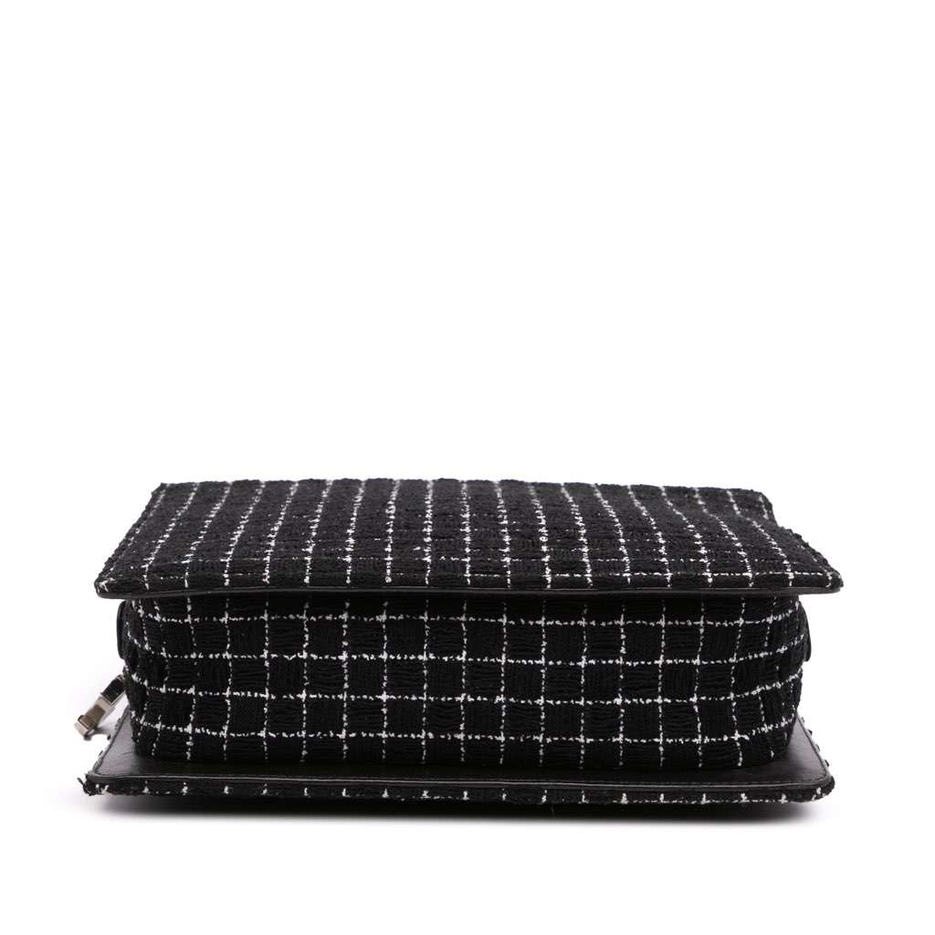 Chanel Tweed and Resin Shopping Bag Black Tweed Good - Inside View