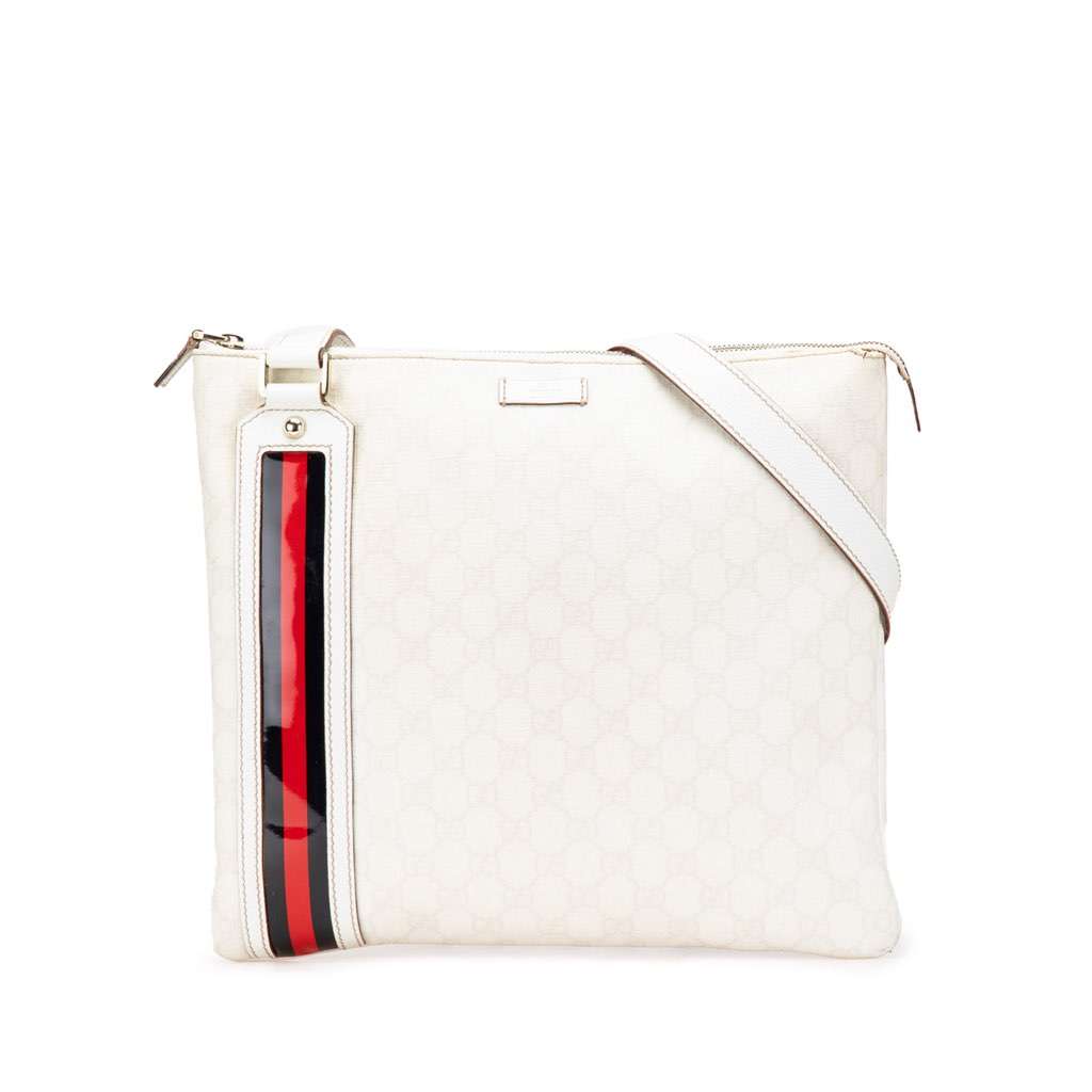 Gucci GG Supreme Web Crossbody White Canvas Very good condition - Front View
