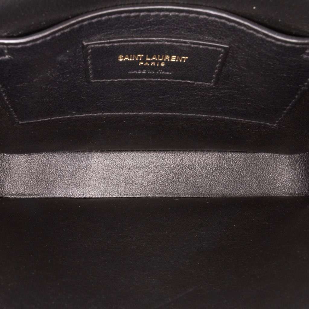 Saint Laurent Small Canvas Striped Solferino Satchel In Box Black Canvas Very good - Model View