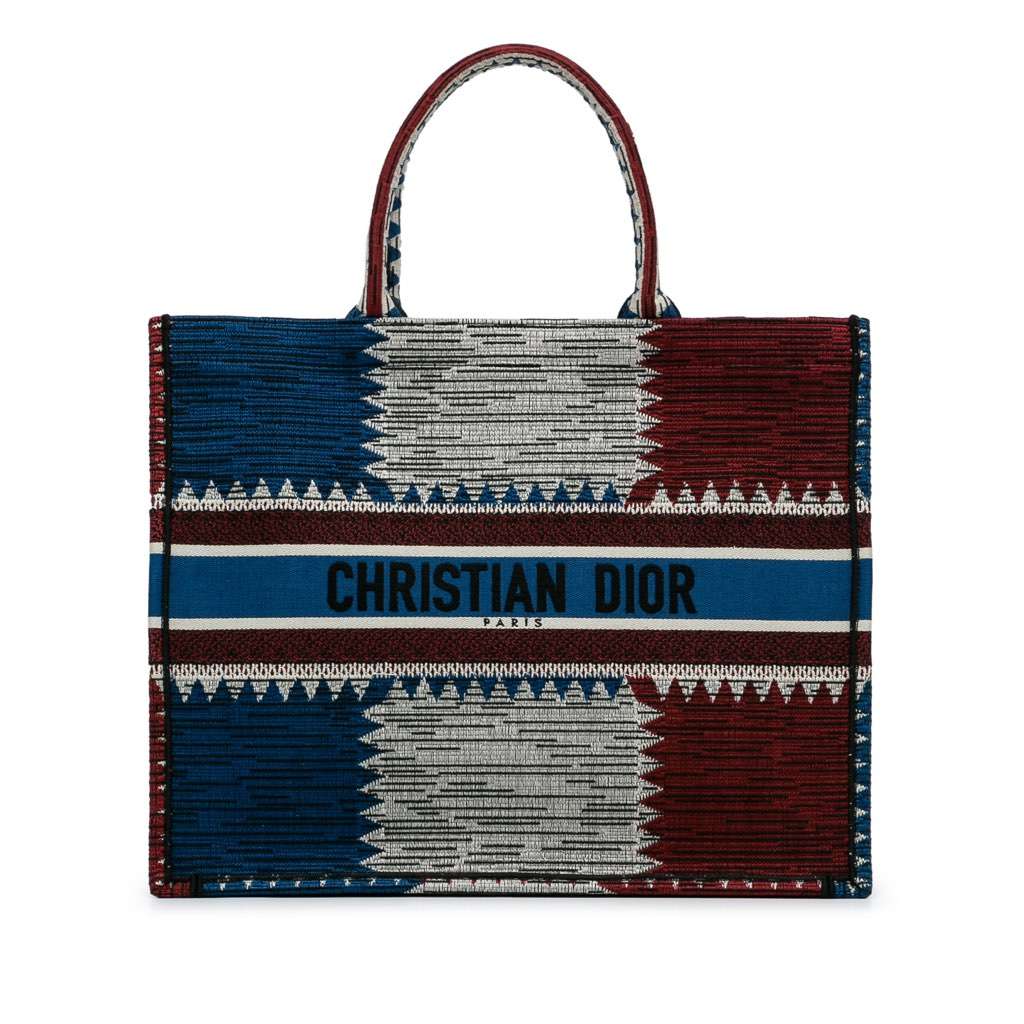 Dior Large French Flag Book Tote Blue Canvas Very good - Front View