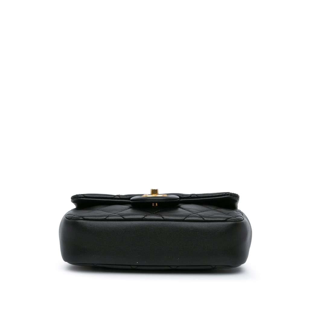 Chanel Mini Rectangular Quilted Lambskin Heart Charms Flap Black Leather Good - Inside View