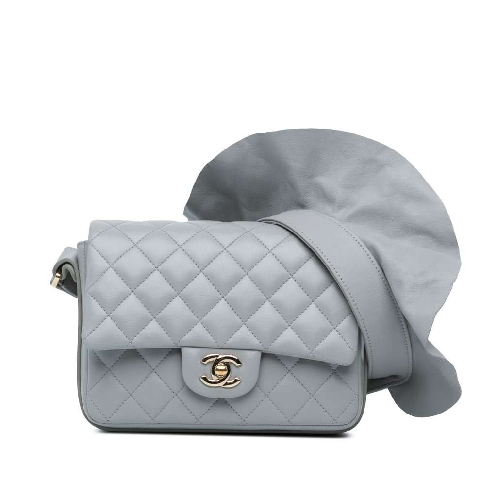 Chanel Quilted Calfskin Bolero de Chanel Flap Grey Leather Very good - Front View