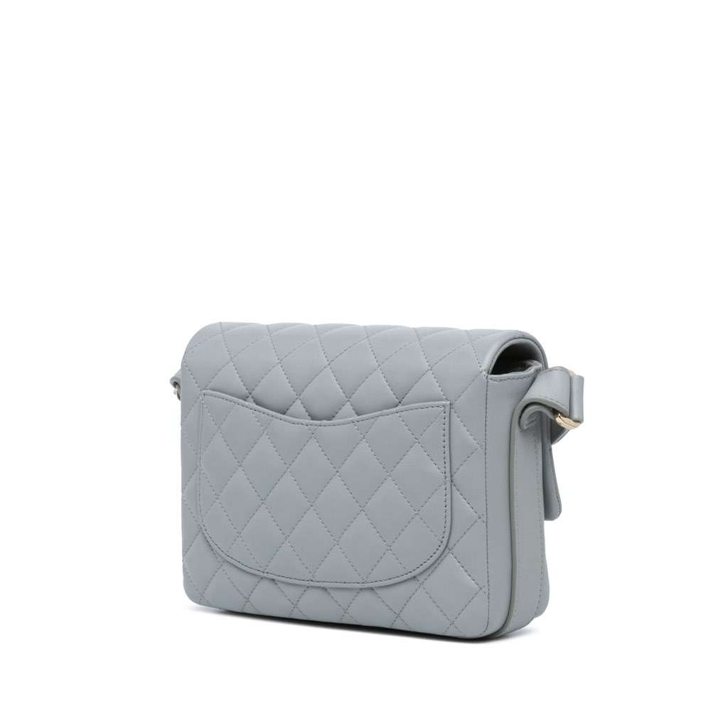 Chanel Quilted Calfskin Bolero de Chanel Flap Grey Leather Very good - Back View