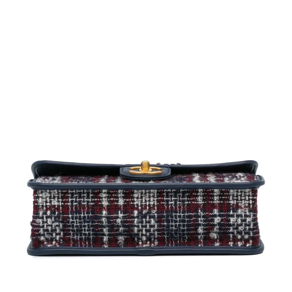 Chanel Small Tweed School Memory Top Handle Flap Blue Tweed Very good - Inside View