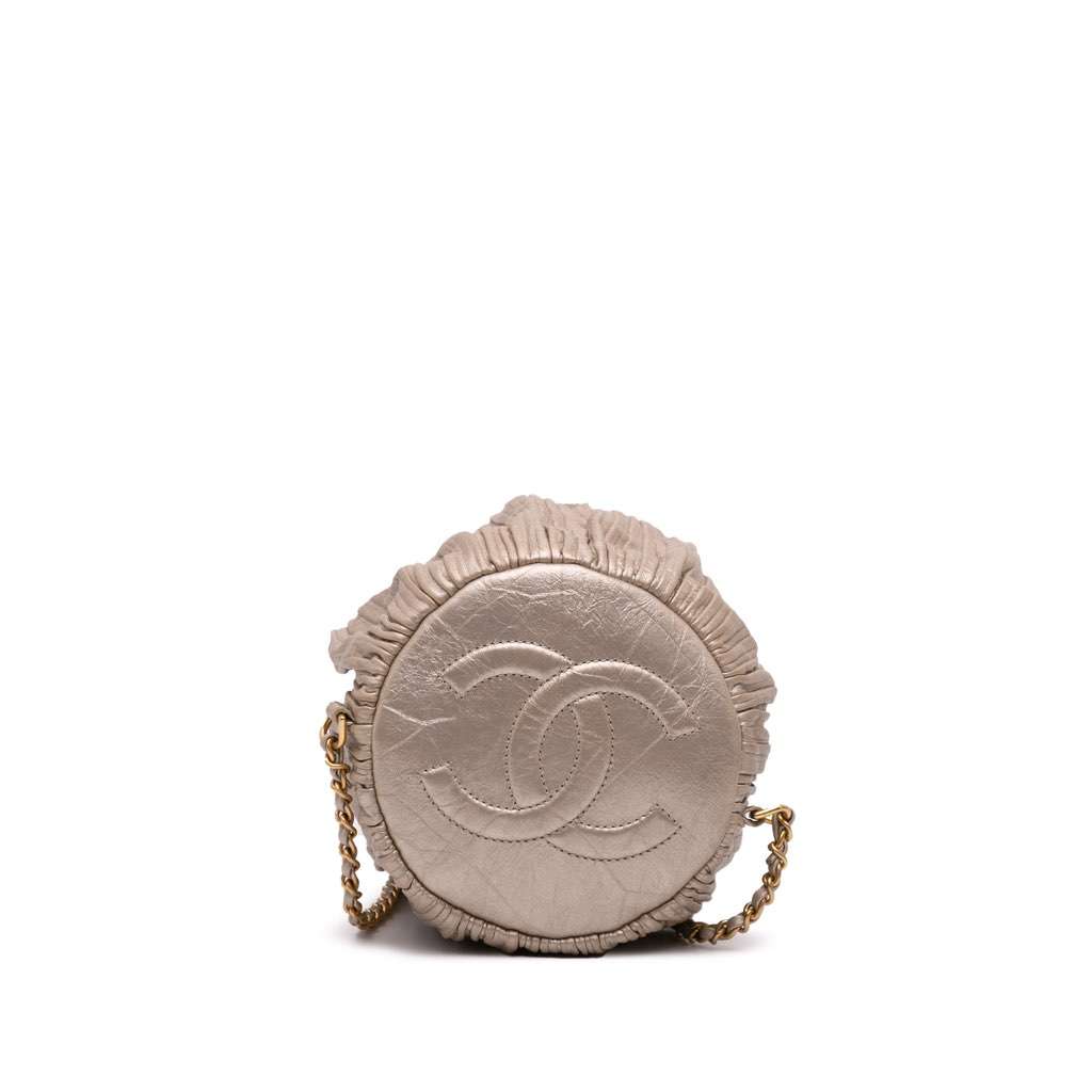 Chanel Medium Metallic Calfskin Coco Pleats Drawstring Backpack Gold Leather Very good - Inside View
