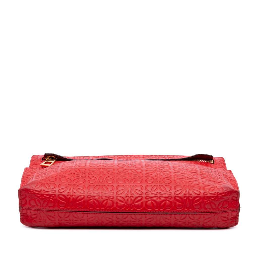 Loewe Mini Anagram Embossed Leather Repeat T Crossbody Red Leather Good condition - Inside View