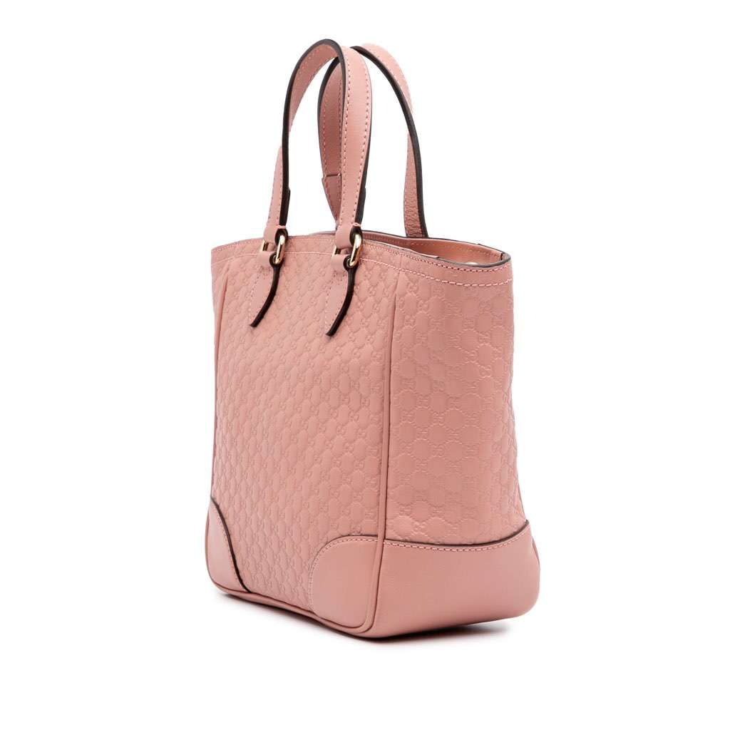 Gucci Small Microguccissima Bree Satchel Pink Leather Good - Back View