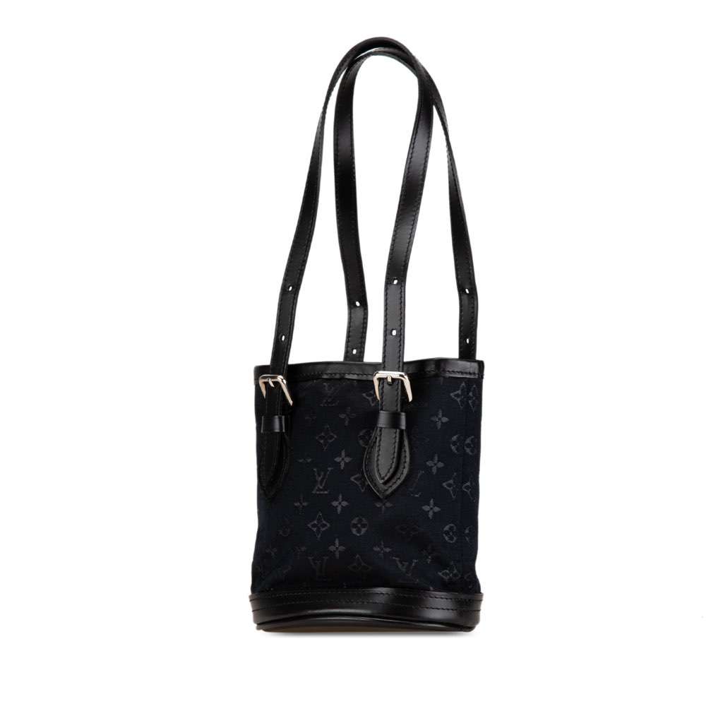 Louis Vuitton Monogram Mini Satin Bucket Black Satin Very good - Back View