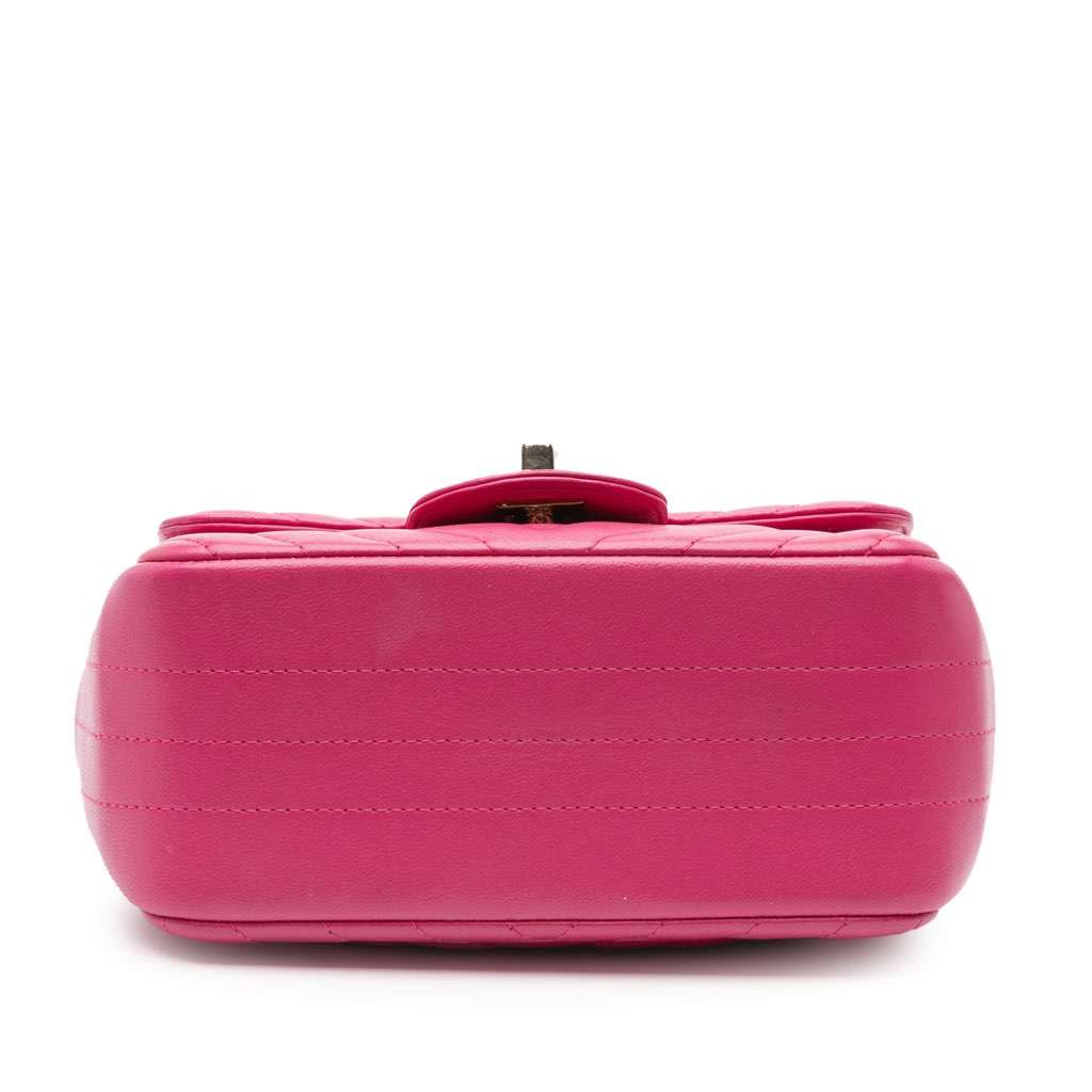 Chanel Mini Square Classic Chevron Lambskin Single Flap Pink Leather Very good - Inside View