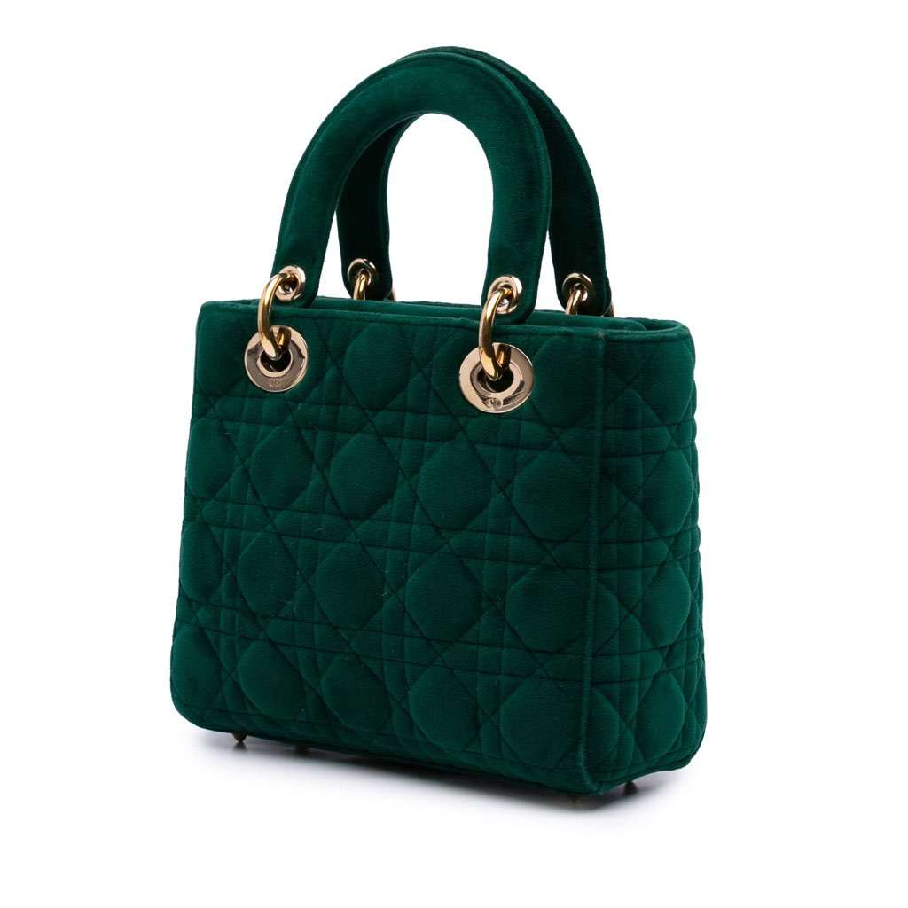 Dior Small Velvet Cannage My ABCDior Lady Dior Green Velvet Good condition - Back View