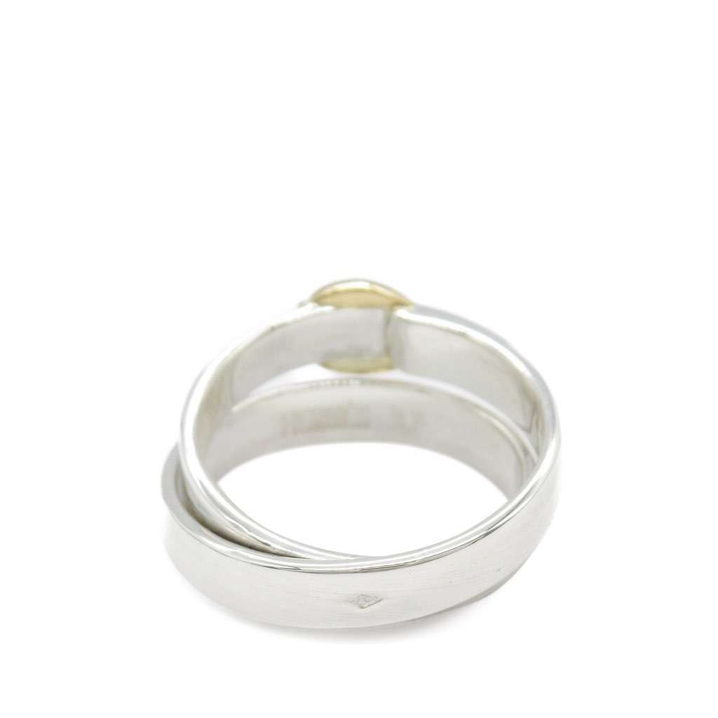 Hermès Sterling Silver and 18K Yellow Gold Double Tour Buckle Ring Silver Silver Good condition - Back View
